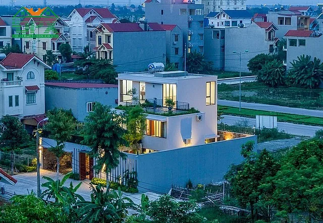 Phối cảnh mẫu biệt thự sân vườn hiện đại khi trời tối
