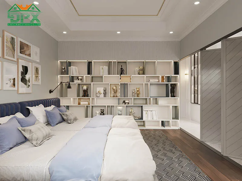 Thiết kế tủ đựng đồ và để sách giúp các con có không gian tự do của riêng mình