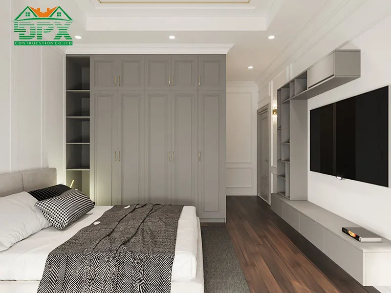 Có TV và tủ sách, tủ đựng đồ
