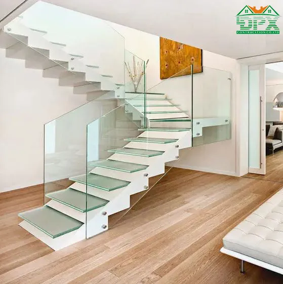 Mẫu số 7 - Cầu thang tay vịn 100% sử dụng kính cường lực trong suốt