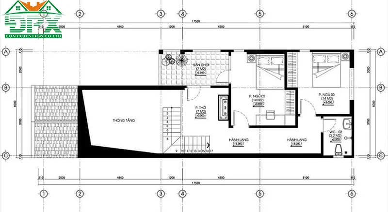 Bản vẽ nhà cấp 4 mái thái có gác lửng Bản vẽ tầng trệt nhà cấp 4 mái thái có gác lửng