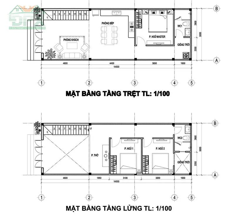 Bản vẽ nhà cấp 4 gác lửng