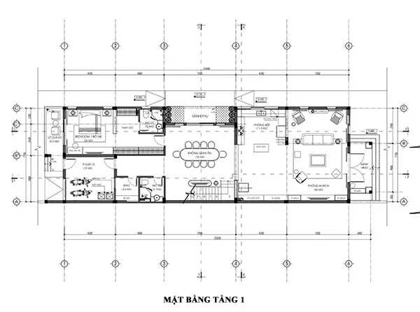 Bản vẽ thiết kế mặt bằng tầng 1