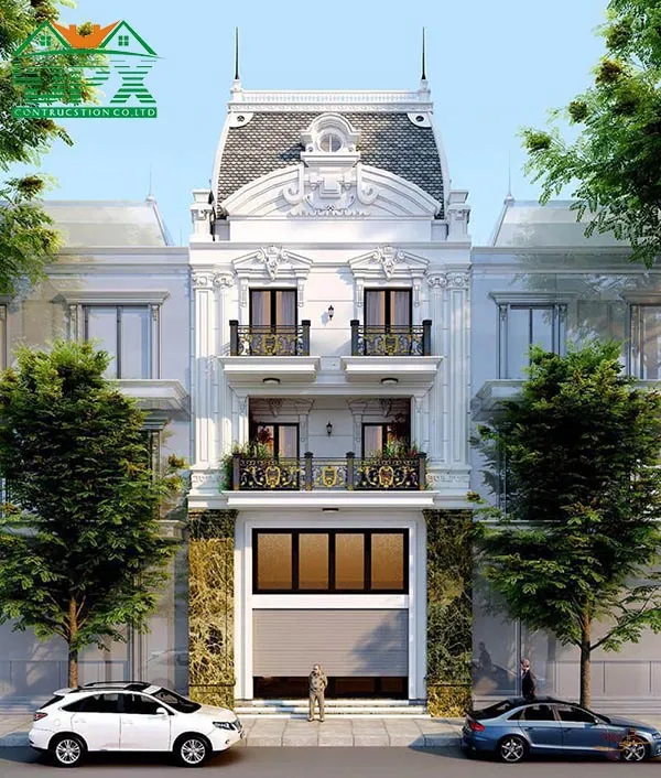 Mẫu 06 - Biệt thự mini tân cổ điển 3 tầng có gara mặt phố sang trọng