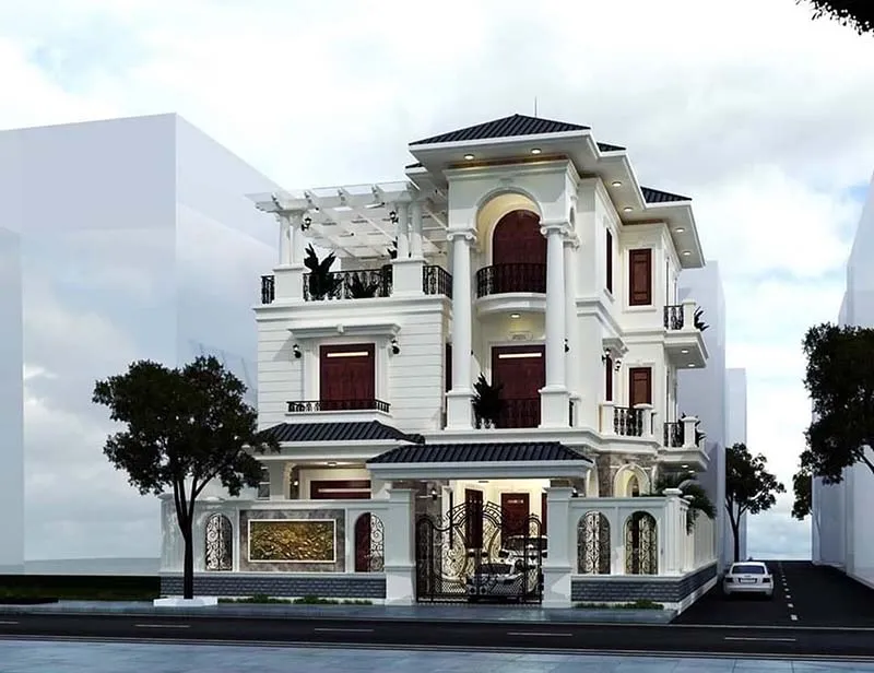 Biệt thự tân cổ điển có mái đơn giản