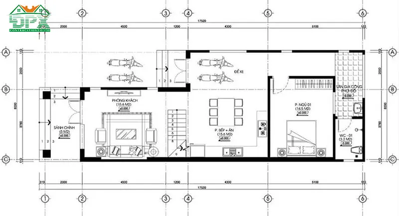 Gác lửng nhà cấp 4 mái thái Bản vẽ gác lửng nhà cấp 4 mái thái