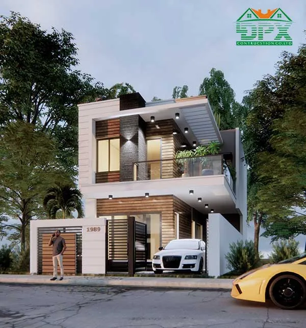 Mẫu nhà 2 tầng có gara xe
