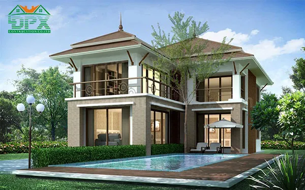 Mẫu nhà 2 tầng chữ L hiện đại Mẫu nhà 2 tầng chữ L hiện đại