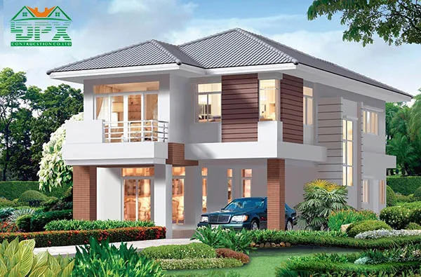 Mẫu nhà vuông đẹp mái thái Mẫu nhà vuông đẹp mái thái