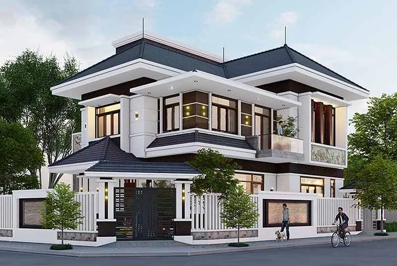 Mẫu thiết kế nhà vuông có mái ấn tượng