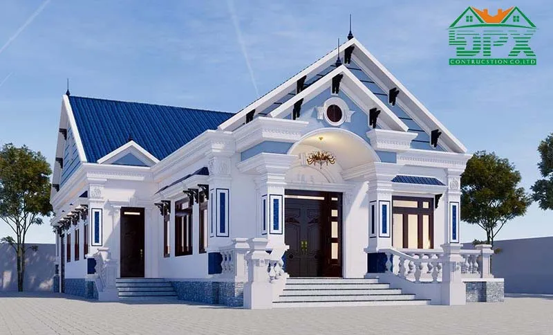 Mẫu biệt thự vườn 1 tầng chữ L mái thái