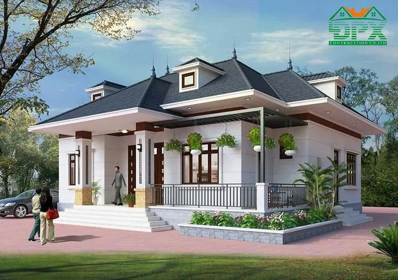 Mẫu nhà vườn 1 tầng mái nhật