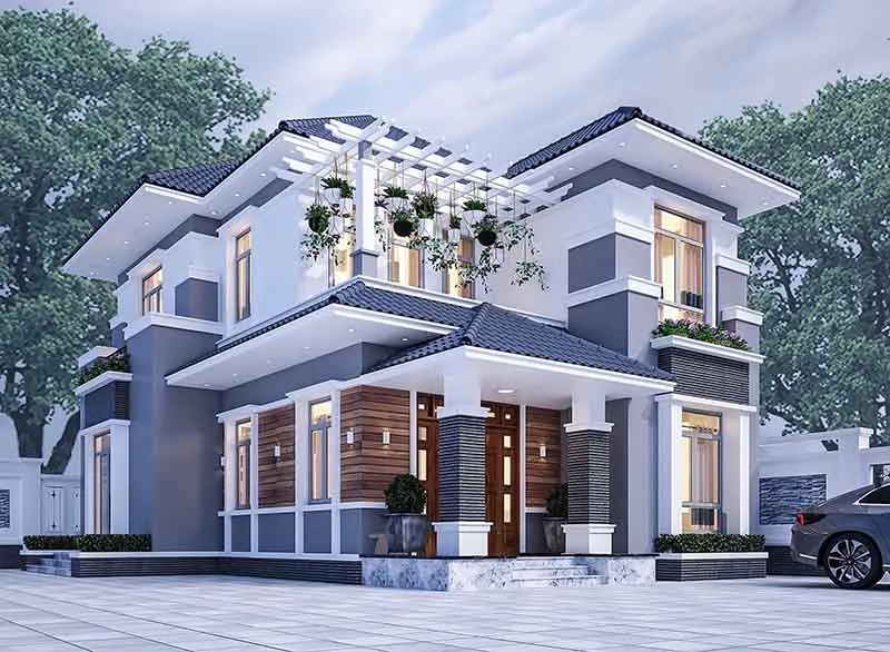 Nhà 2 tầng mái Nhật