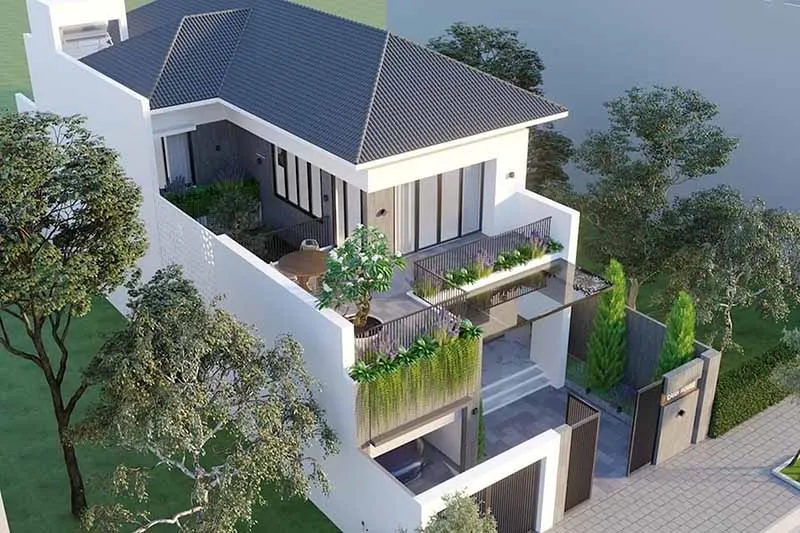 Nhà hiện đại đẹp có giếng trời