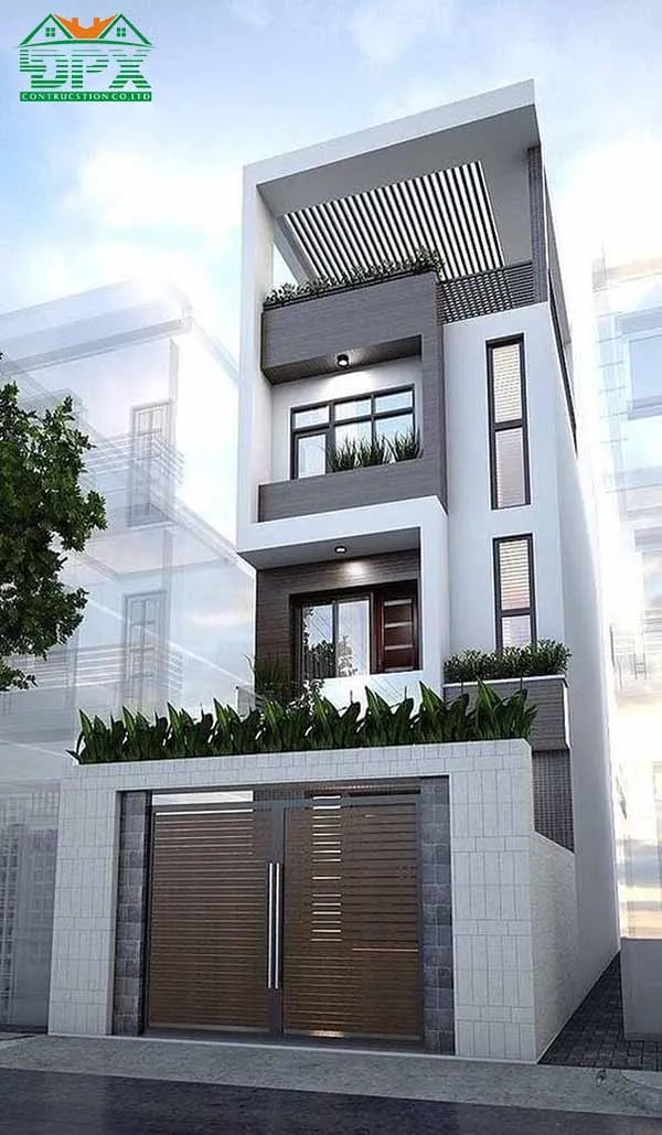 Mặt tiền nhà phố 3 tầng hiện đại có sân thượng