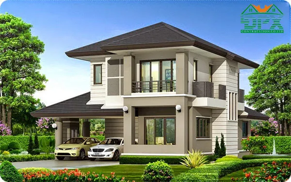 Nhà vuông 2 tầng đơn giản mà sang trọng Nhà vuông 2 tầng đơn giản mà sang trọng