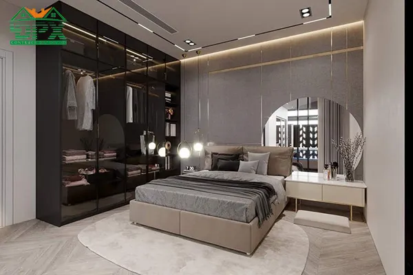 Phòng ngủ con gái nữ tính hơn với bàn trang điểm và gương tròn