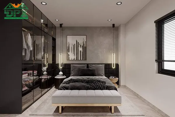 Phòng ngủ cho ông bà được thiết kế thoải mái và tối giản