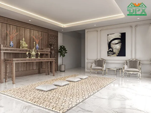 Phòng thờ trang nhã lịch sự nhờ các thiết kế từ gỗ óc chó