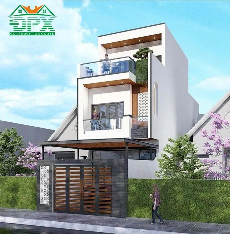 Mẫu nhà phố mái bằng thiết kế với cấu trúc đơn giản nhưng không kém phần hiện đại