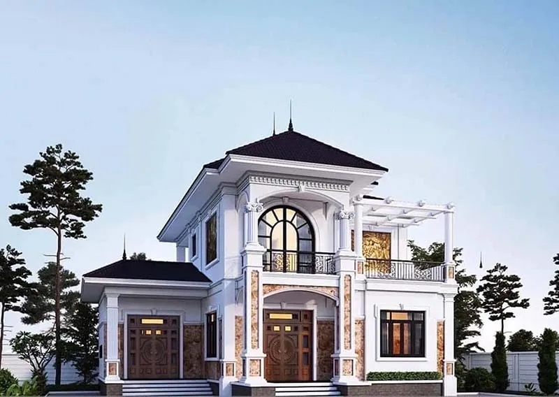 Thiết kế nhà tân cổ điển mái nhật