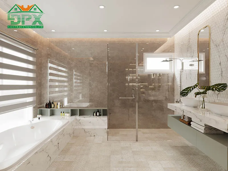 Có bồn tắm và vách kính